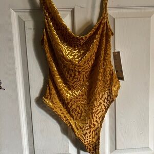 Gold Patterned Bodysuit